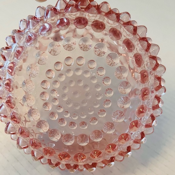 Pink Depression Glass Hobnail Bowl Candy Dish Trinket approx 7”x3.5” Vintage - Picture 11 of 12